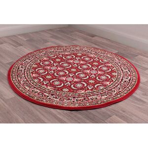 Lord Of Rugs - Traditional Poly Esta Bordered Classical Floral Red Rug Floor Mat Carpet Circle 120 x 120 cm (4x4') Round Lord Of Rugs - Traditional Poly Esta Bordered Classical Floral Red Rug Floor Mat Carpet Circle 120 x 120 cm (4x4') Round