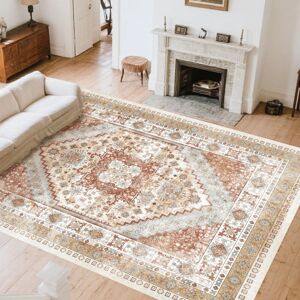 Vevor Large Area Rug - 8 X 10 Ft Vintage Brown Red Anti-Skid Indoor Floor Mat Vevor Large Area Rug - 8 X 10 Ft Vintage Brown Red Anti-Skid Indoor Floor Mat
