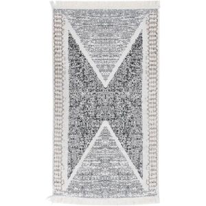 vidaXL Black Grey Cotton Rug - Reversible Indoor Floor Carpet 120x180cm - Rug vidaXL Black Grey Cotton Rug - Reversible Indoor Floor Carpet 120x180cm - Rug