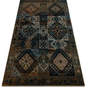 RUGSX Wool carpet OMEGA AVAR Frame, diamonds, oriental - snuff brown brown 170x235 cm RUGSX Wool carpet OMEGA AVAR Frame, diamonds, oriental - snuff brown brown 170x235 cm