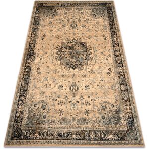 RUGSX Wool carpet POLONIA KORDOBA25 Rosette, frame sepia beige 235x350 cm RUGSX Wool carpet POLONIA KORDOBA25 Rosette, frame sepia beige 235x350 cm