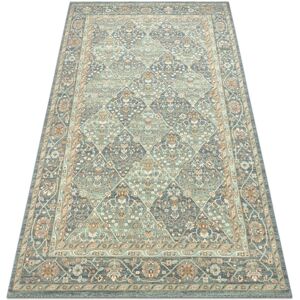 RUGSX Wool Carpet soho 477.27.LA500 osta - Rhombus, frame geometric natural green / blue green 67x130 cm RUGSX Wool Carpet soho 477.27.LA500 osta - Rhombus, frame geometric natural green / blue green 67x130 cm