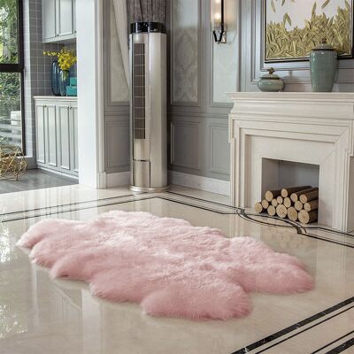 LIVINGANDHOME Soft Fluffy Fur Sheepskin Rug, Pink 180x110CM LIVINGANDHOME Soft Fluffy Fur Sheepskin Rug, Pink 180x110CM
