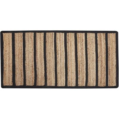 Beliani Beige and Black Striped Cotton Jute Area Rug - Area Rug Beliani Beige and Black Striped Cotton Jute Area Rug - Area Rug
