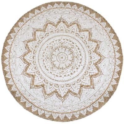 vidaXL 180 cm Round Beige Jute Braided Area Rug - Area Rug vidaXL 180 cm Round Beige Jute Braided Area Rug - Area Rug