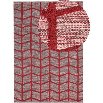 Beliani Cotton Area Rug 160 x 230 cm Red - Area Rug Beliani Cotton Area Rug 160 x 230 cm Red - Area Rug