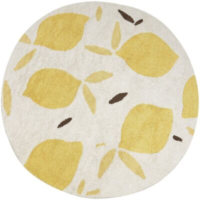 Beliani Round Cotton Area Rug - Light Beige & Yellow - Boho Style Beliani Round Cotton Area Rug - Light Beige & Yellow - Boho Style