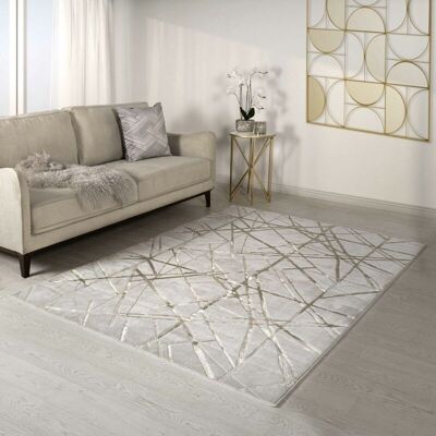 Lord Of Rugs - Aurora Mica AU13 Rug for Bedroom Living Room Lounge Carpet Geometric Stripes Marble Shiny Metallic Beige Gold Rug in X-Large 200x290 Lord Of Rugs - Aurora Mica AU13 Rug for Bedroom Living Room Lounge Carpet Geometric Stripes Marble Shiny Metallic Beige Gold Rug in X-Large 200x290