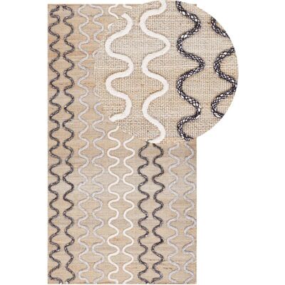 Beliani Jute Area Rug 80 x 150 cm Beige - Geometric Pattern - Rustic Boho Beliani Jute Area Rug 80 x 150 cm Beige - Geometric Pattern - Rustic Boho