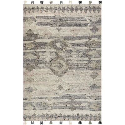 Beliani Handmade Wool Cotton Grey Kilim Rug - 200x300cm - Boho Pattern Beliani Handmade Wool Cotton Grey Kilim Rug - 200x300cm - Boho Pattern