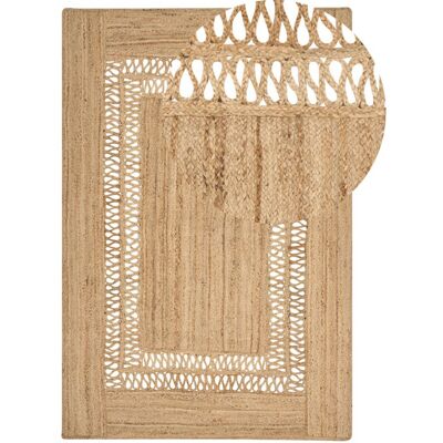 Beliani Beige Jute Area Rug - Boho Style 200x300cm Beliani Beige Jute Area Rug - Boho Style 200x300cm
