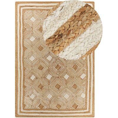 Beliani Beige Jute Area Rug - Handmade Boho Style 160x230cm Beliani Beige Jute Area Rug - Handmade Boho Style 160x230cm