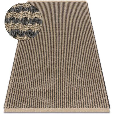 RugsX Jute Carpet 3650 - Flat-woven, black/beige lines - Rug RugsX Jute Carpet 3650 - Flat-woven, black/beige lines - Rug
