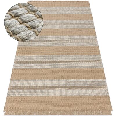 RugsX Beige / Grey Stripes Jute Carpet - Flat-Woven, Fringes - 200x290 cm - Carpet RugsX Beige / Grey Stripes Jute Carpet - Flat-Woven, Fringes - 200x290 cm - Carpet