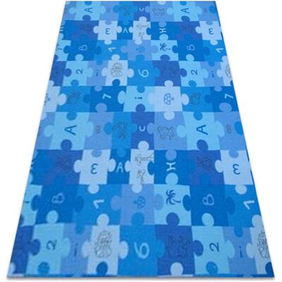 RugsX Puzzle Blue Carpet 100x400 cm - Carpet RugsX Puzzle Blue Carpet 100x400 cm - Carpet