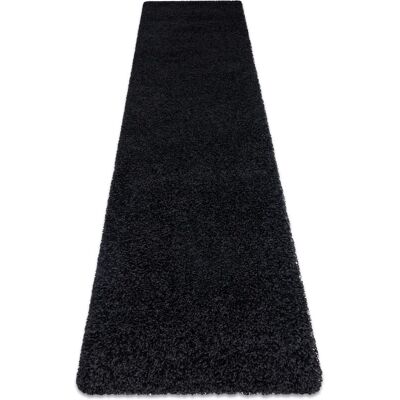 RUGSX Carpet, Runner SOFFI shaggy 5cm black - for the kitchen, corridor & hallway black 60x300 cm RUGSX Carpet, Runner SOFFI shaggy 5cm black - for the kitchen, corridor & hallway black 60x300 cm