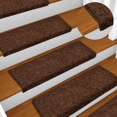 Stair Mats 15 pcs 65x21x4 cm Brown Rectangular Edge Vidaxl Stair Mats 15 pcs 65x21x4 cm Brown Rectangular Edge Vidaxl