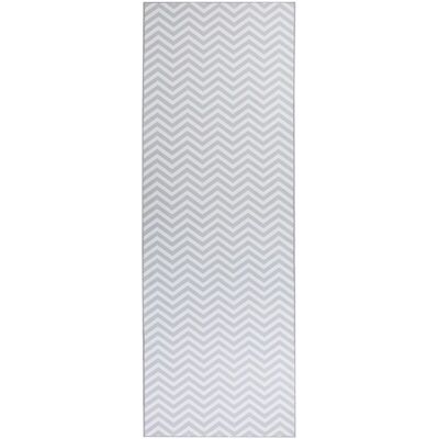 Beliani Runner Rug White Grey Polyester 70 x 200 cm Chevron Design - Runner Rug Beliani Runner Rug White Grey Polyester 70 x 200 cm Chevron Design - Runner Rug