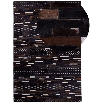 Beliani Brown Cowhide Wool Rug - Area Rug 160x230 cm Beliani Brown Cowhide Wool Rug - Area Rug 160x230 cm