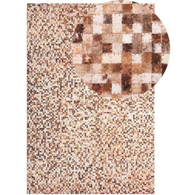 Beliani Area Rug Brown Cowhide Leather 160 x 230 cm Patchwork - Area Rug Beliani Area Rug Brown Cowhide Leather 160 x 230 cm Patchwork - Area Rug