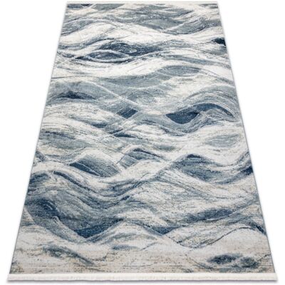 RugsX Distin 0849A Navy Blue / Blue / White Modern Carpet - Waves, Vintage, Fringes RugsX Distin 0849A Navy Blue / Blue / White Modern Carpet - Waves, Vintage, Fringes