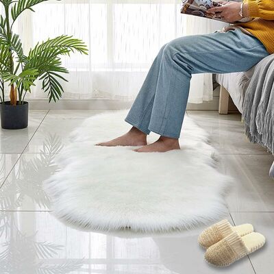 Dewdat - Faux Sheepskin Fur Rug, 60 x 180 cm Ultra Soft Thick Fluffy Rugs Non-Slip Shaggy Carpet Chair Couch Cover Fuzzy Rug for Bedroom Floor Sofa Dewdat - Faux Sheepskin Fur Rug, 60 x 180 cm Ultra Soft Thick Fluffy Rugs Non-Slip Shaggy Carpet Chair Couch Cover Fuzzy Rug for Bedroom Floor Sofa