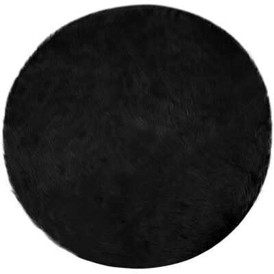 Faux Sheepskin Rug Tafalla Black Ø 100 cm Polyester vidaXL Faux Sheepskin Rug Tafalla Black Ø 100 cm Polyester vidaXL
