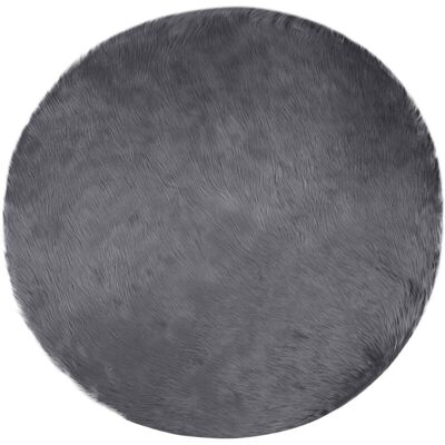 Faux Sheepskin Rug Tafalla Anthracite Ø 100 cm Polyester vidaXL Faux Sheepskin Rug Tafalla Anthracite Ø 100 cm Polyester vidaXL