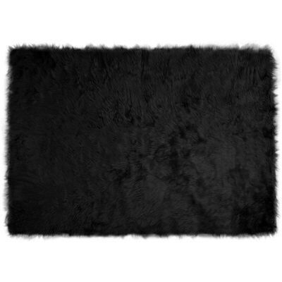 Faux Sheepskin Rug Tafalla Black 140 x 200 cm Polyester vidaXL Faux Sheepskin Rug Tafalla Black 140 x 200 cm Polyester vidaXL