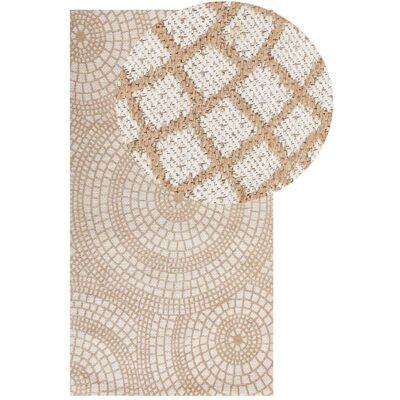 Beliani Jute Area Rug 80x150cm Beige White - Area Rug Beliani Jute Area Rug 80x150cm Beige White - Area Rug
