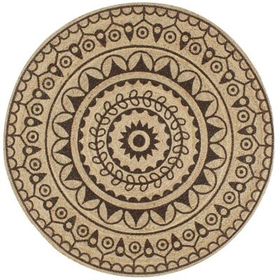 Handmade Rug Jute with Dark Brown Print 120 cm vidaXL Handmade Rug Jute with Dark Brown Print 120 cm vidaXL