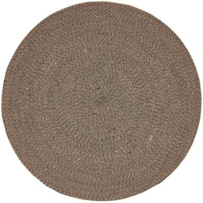 Homescapes 150 cm Round Linen and Black Handmade Woven Braided Rug - Rug Homescapes 150 cm Round Linen and Black Handmade Woven Braided Rug - Rug