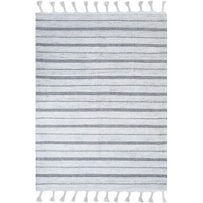 Beliani White Striped Recycled Material Area Rug - 160x230 cm Beliani White Striped Recycled Material Area Rug - 160x230 cm