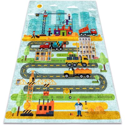 RugsX Junior Blue Anti-slip Construction Carpet RugsX Junior Blue Anti-slip Construction Carpet
