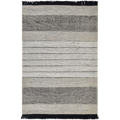 Beliani Wool Rug 160 x 230 cm Beige Black - Rug Beliani Wool Rug 160 x 230 cm Beige Black - Rug
