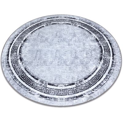 RugsX MIRO 51254.802 Circular Non-Slip Washable Carpet - Grey / Black - 120cm RugsX MIRO 51254.802 Circular Non-Slip Washable Carpet - Grey / Black - 120cm