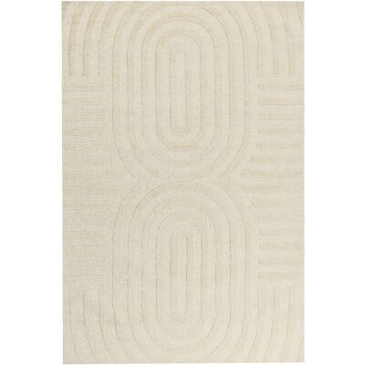 Beliani - Modern Beige Wool Geometric Pattern Rug - Living Room Beliani - Modern Beige Wool Geometric Pattern Rug - Living Room