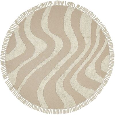 Beliani Round Beige Cotton Area Rug - 140cm - Boho Style Beliani Round Beige Cotton Area Rug - 140cm - Boho Style