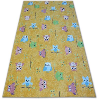 RUGSX Fitted Carpet For Kids Owls Yellow Yellow 100x300 Cm RUGSX Fitted Carpet For Kids Owls Yellow Yellow 100x300 Cm