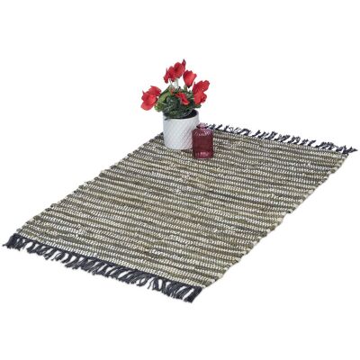 RELAXDAYS Cotton Leather Fringe Rug - Cotton Leather Rug for Living Room & Bedroom RELAXDAYS Cotton Leather Fringe Rug - Cotton Leather Rug for Living Room & Bedroom