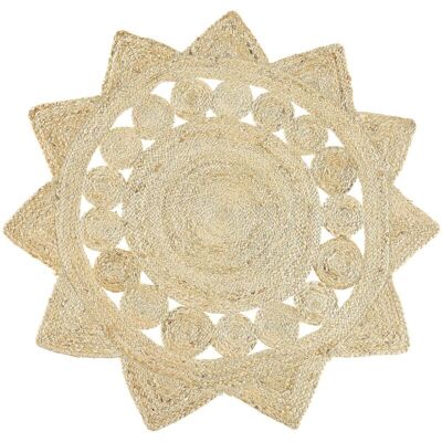 Beliani Beige Jute Round Area Rug - Area Rug Beliani Beige Jute Round Area Rug - Area Rug