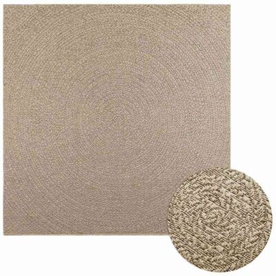 vidaXL Rug ZIZUR Beige 200x200 cm Jute Look Indoor Outdoor - Rug vidaXL Rug ZIZUR Beige 200x200 cm Jute Look Indoor Outdoor - Rug