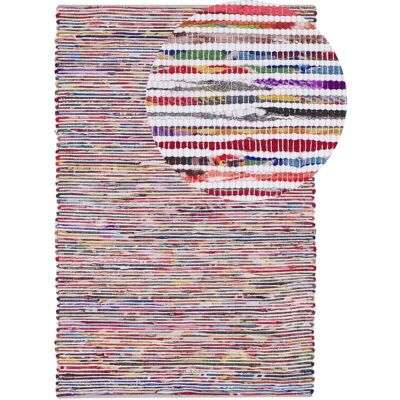Beliani Multicolour Cotton Rug - Handmade Boho Rectangular Beliani Multicolour Cotton Rug - Handmade Boho Rectangular