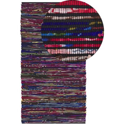 Beliani Handmade Multi-Color Polyester Cotton Rug - 80x150cm - Rectangular - Boho Style Beliani Handmade Multi-Color Polyester Cotton Rug - 80x150cm - Rectangular - Boho Style