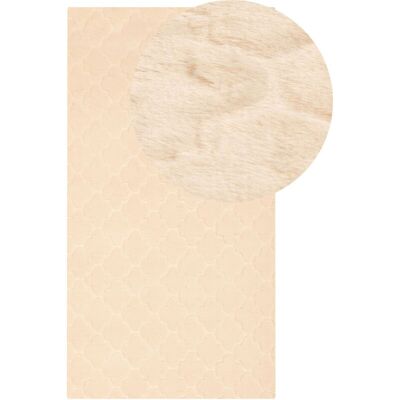 Beliani Beige Faux Rabbit Fur Rug - 80x150cm - Rug Beliani Beige Faux Rabbit Fur Rug - 80x150cm - Rug