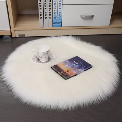 Hoopzi - Soft Fluffy White Faux Fur Rug, Chair Cover, Seat Cushion, Fur Side Rug for Bedroom, Floor, Sofa, Living Room 55 x 55cm (Round, White) Hoopzi - Soft Fluffy White Faux Fur Rug, Chair Cover, Seat Cushion, Fur Side Rug for Bedroom, Floor, Sofa, Living Room 55 x 55cm (Round, White)