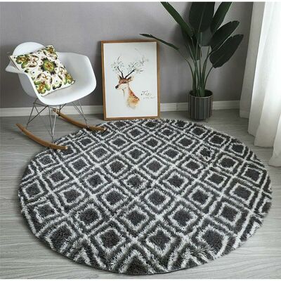Dewdat - Soft Round Non-Slip Cozy Rug, Washable Soft Shaggy Rug, Decorative Rug for Bedroom, Living Room, Sofa and Chair Decoration, Diamond Lattice, Dewdat - Soft Round Non-Slip Cozy Rug, Washable Soft Shaggy Rug, Decorative Rug for Bedroom, Living Room, Sofa and Chair Decoration, Diamond Lattice,