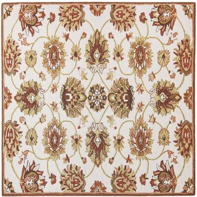 Beliani Wool Area Rug Beige Brown 200x200 Classic Vintage Pattern - Area Rug Beliani Wool Area Rug Beige Brown 200x200 Classic Vintage Pattern - Area Rug