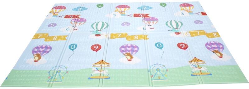 Teamson Kids - Fantasy Fields Large Baby Crawling Mat Play Mat Soft Foam Reversible Portable Crawl Mat Hot Air Balloon Themed PS-PM002