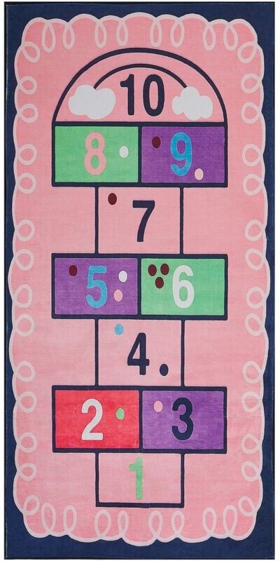 Beliani - Kids Room Rug Polyester Runner Hopscotch Print Mat 80x150 cm Pink Honaz